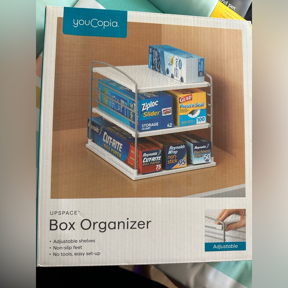 Youcopia Upspace Adjustable Box Organizer for Foil Wrap and Kitchen Cabinet Stor